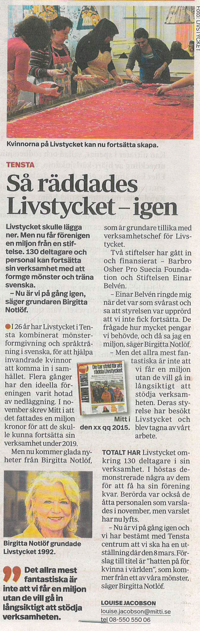 Artikel om Livstycket